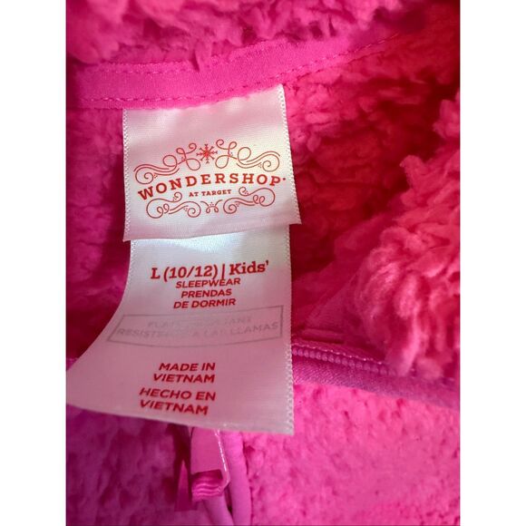 Wondershop Kids Faux Shearling Long Sleeve Half Zip Up Pajama Top Hot Pink Large - Picture 7 of 7
